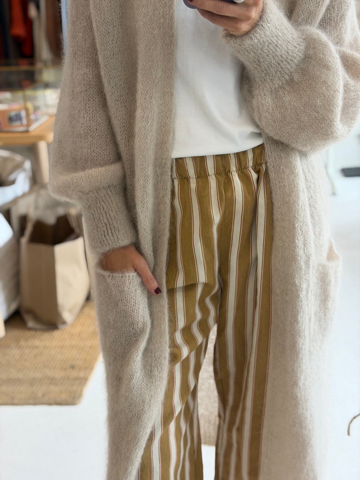 Mohair Long cardigan- Beige