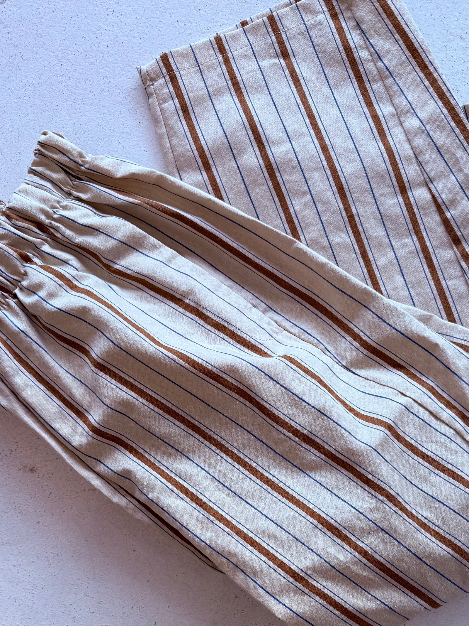 Johanna Cotton stripe pant- Mustard/Blue/White