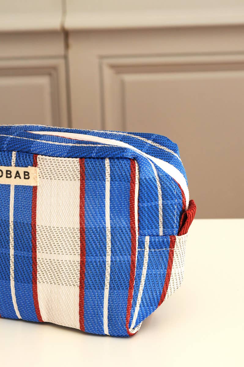BAOBAB Blue striped mesh pouch