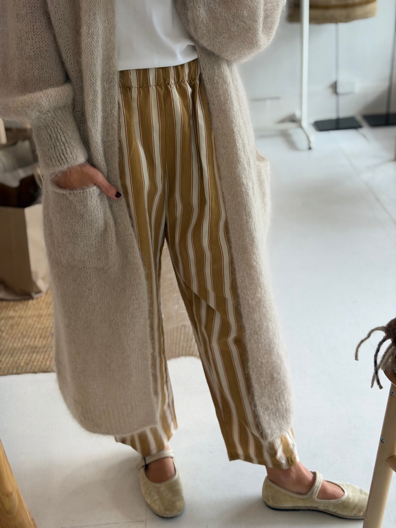 Mohair Long cardigan- Beige