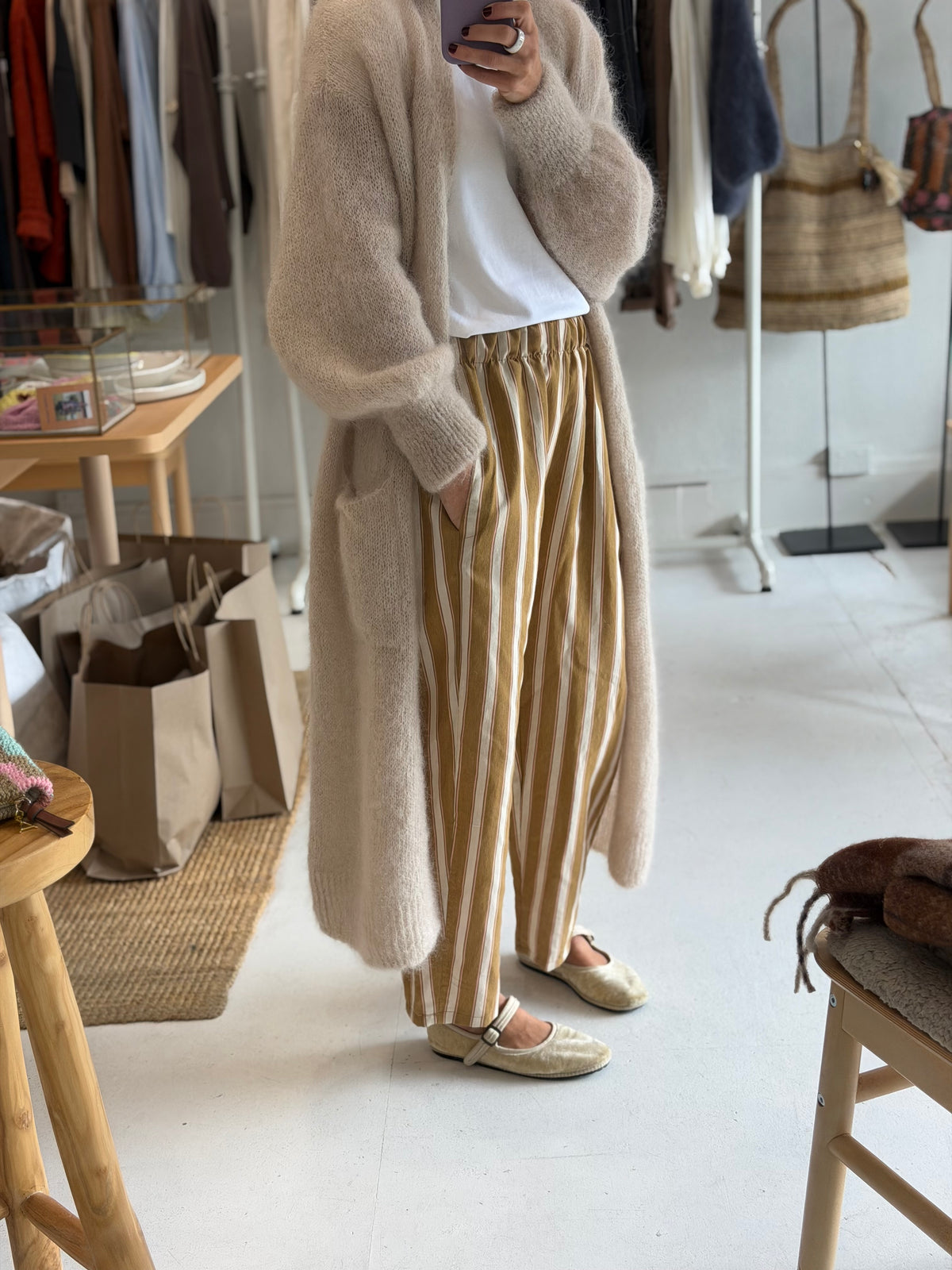Mohair Long cardigan- Beige