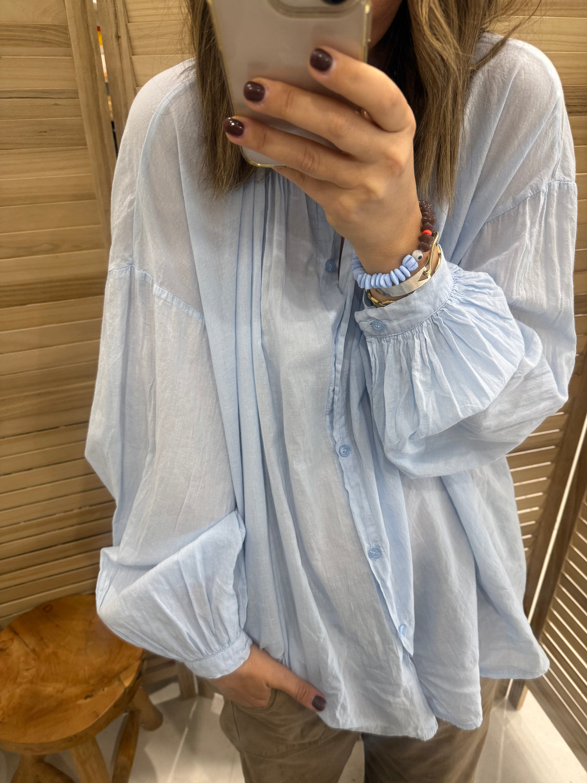 Johanna Cotton Blouse - Powder Blue