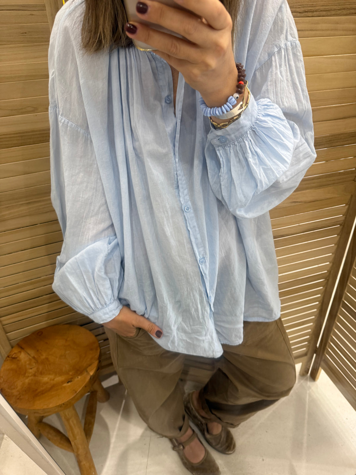 Johanna Cotton Blouse - Powder Blue