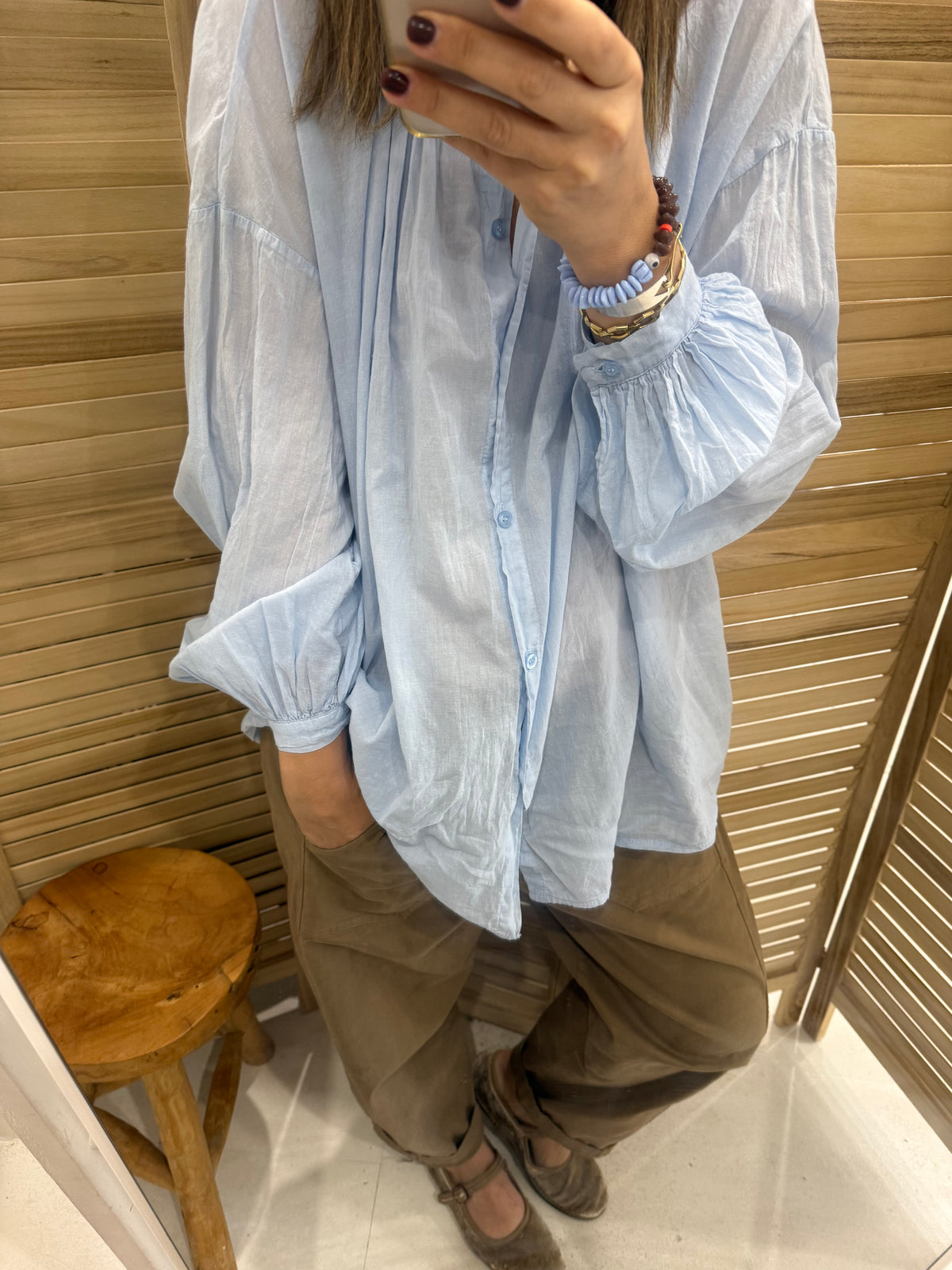 Johanna Cotton Blouse - Powder Blue
