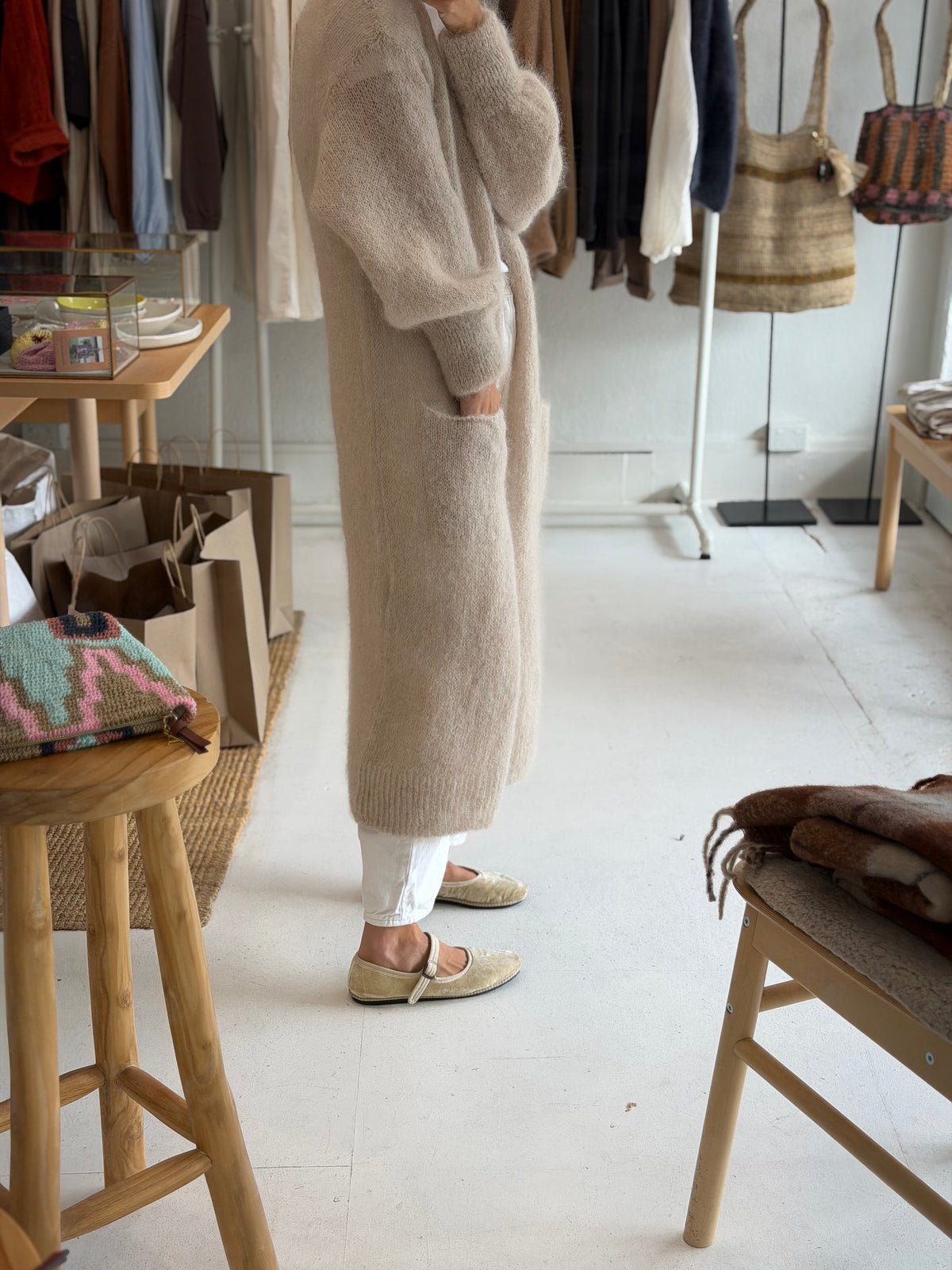 Mohair Long cardigan- Beige