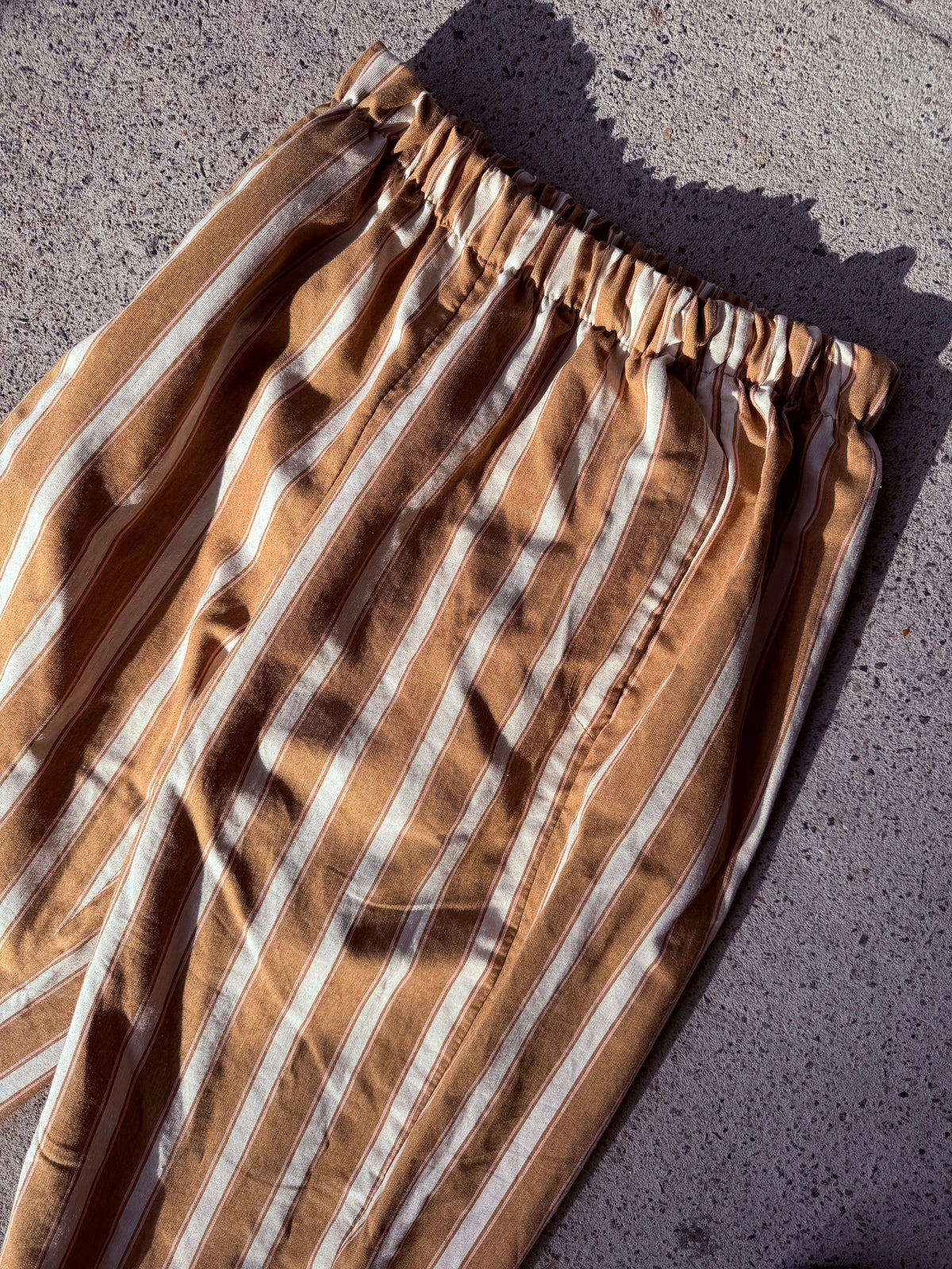 Johanna cotton stripe pant- Mustard/Pink/White