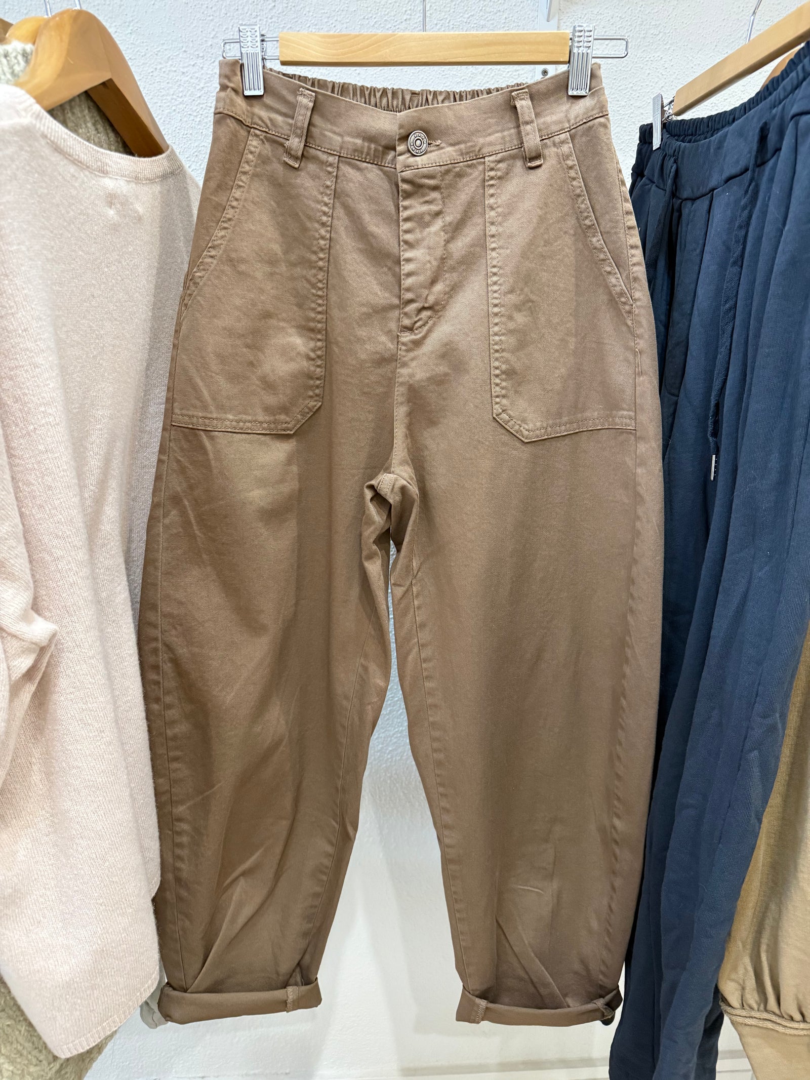 Made in Italy Cotton Essential pant- Choc