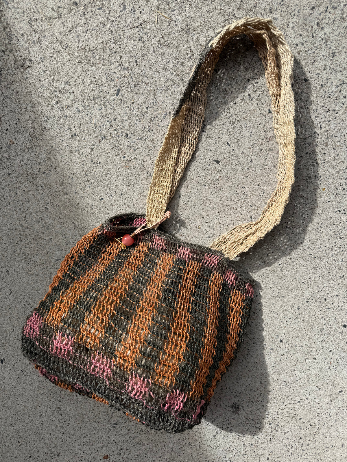 Among Equals Woven Natural Bilum - Pink + Tobacco