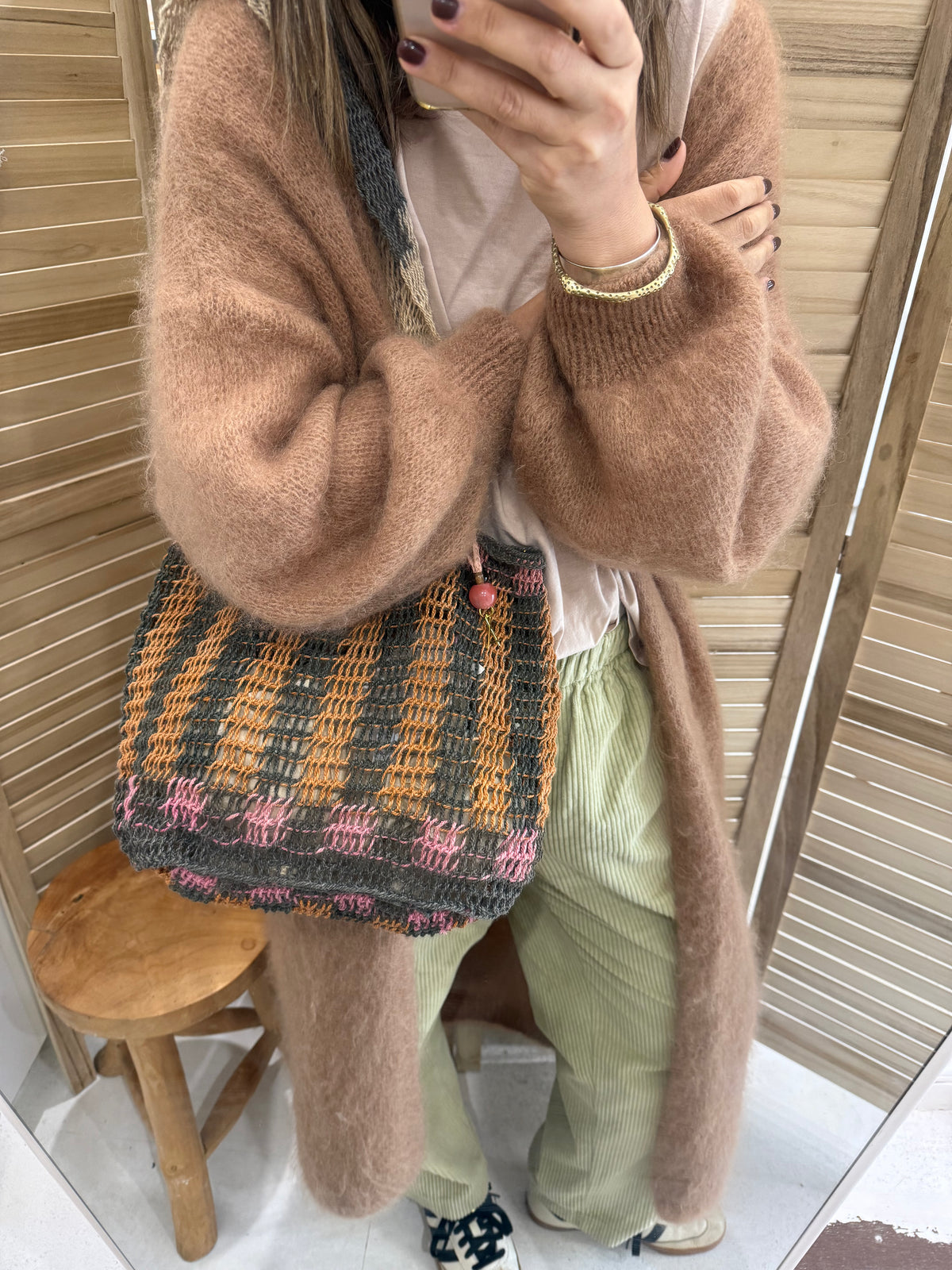 Among Equals Woven Natural Bilum - Pink + Tobacco