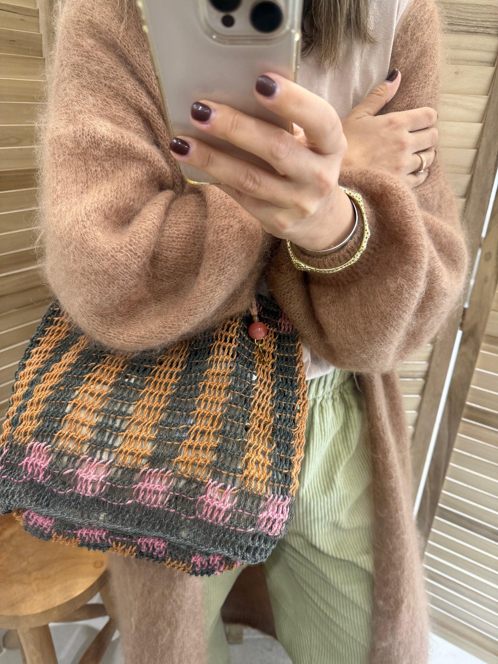 Among Equals Woven Natural Bilum - Pink + Tobacco