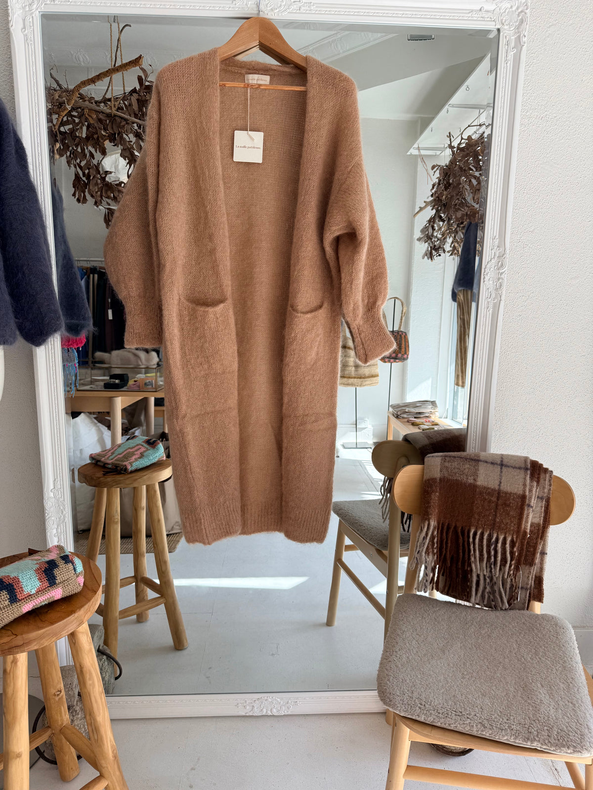 Mohair Long Cardigan - caramel