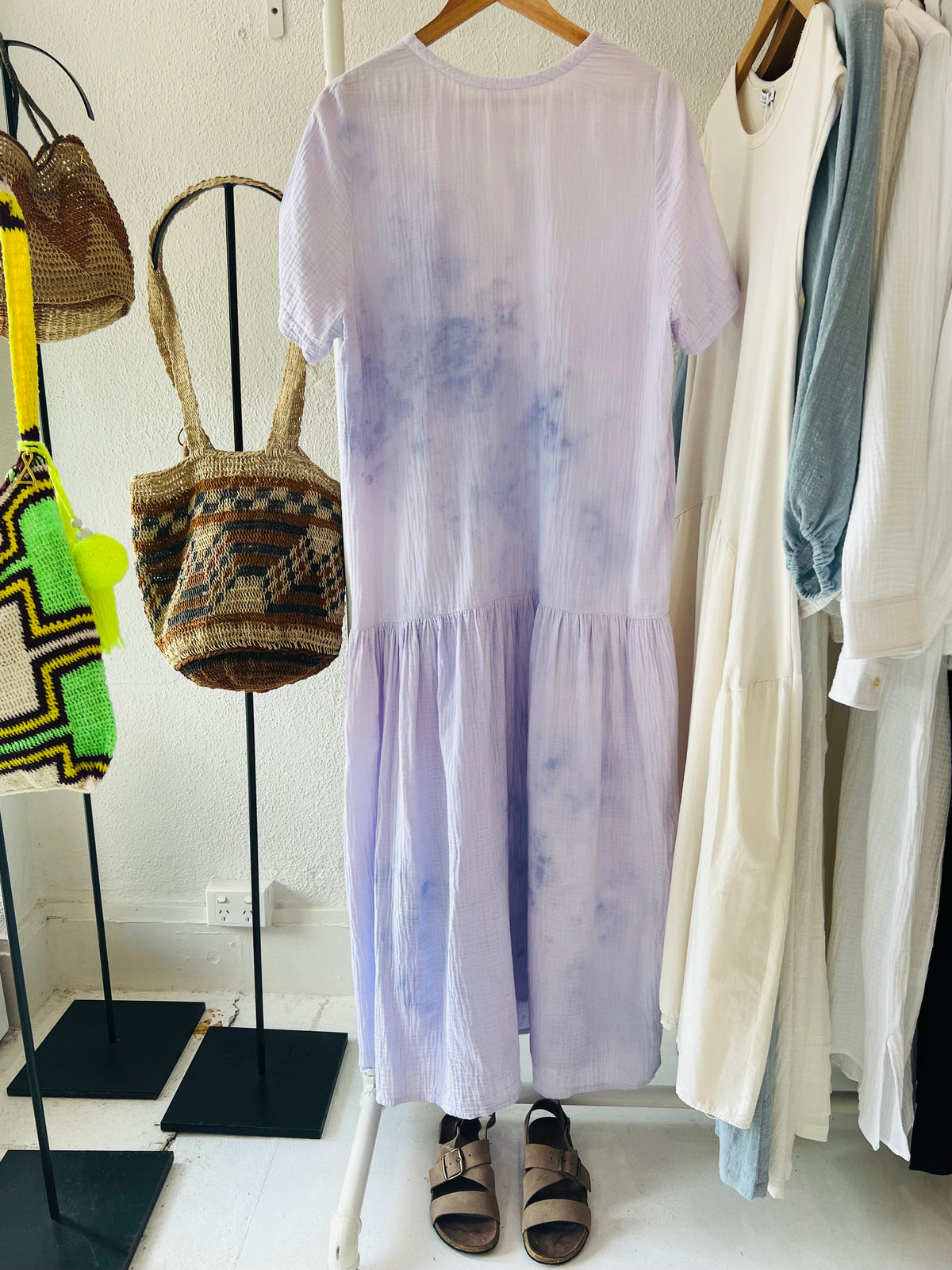 Play Smart custom tie-dyed Lilac Maxi Dress -LARGE