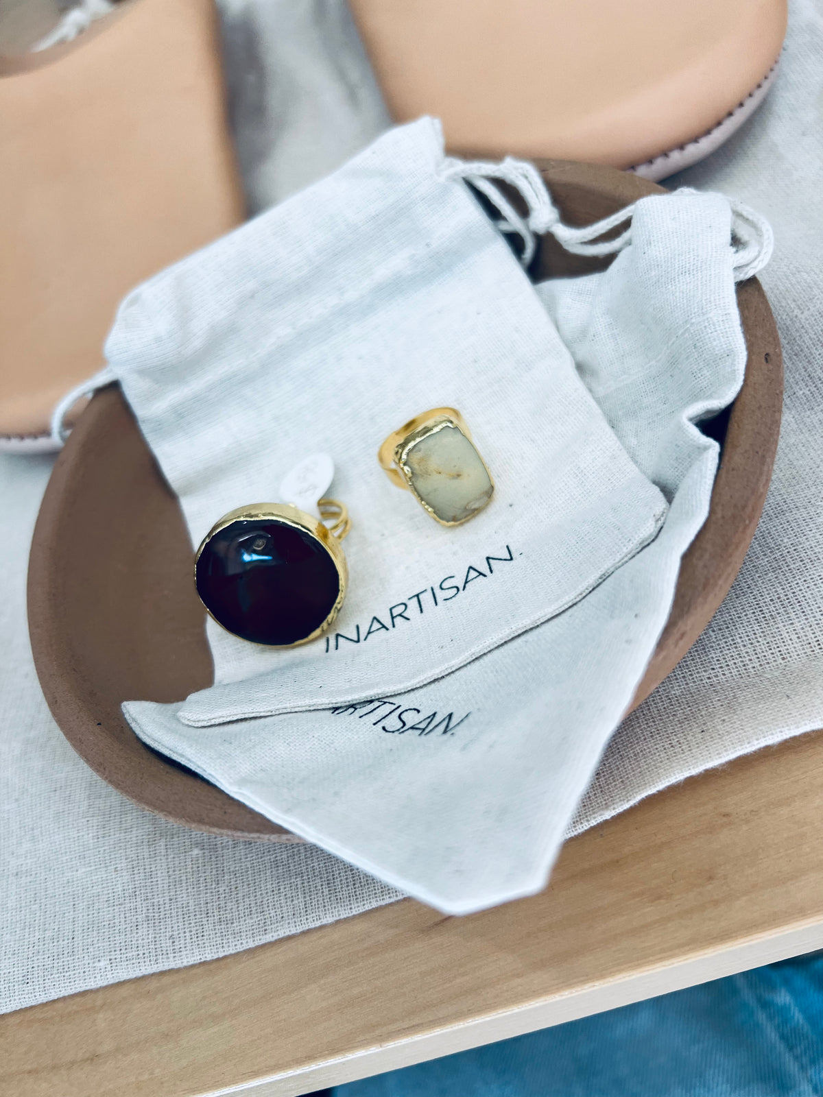 Inartisan gold plated stone ring