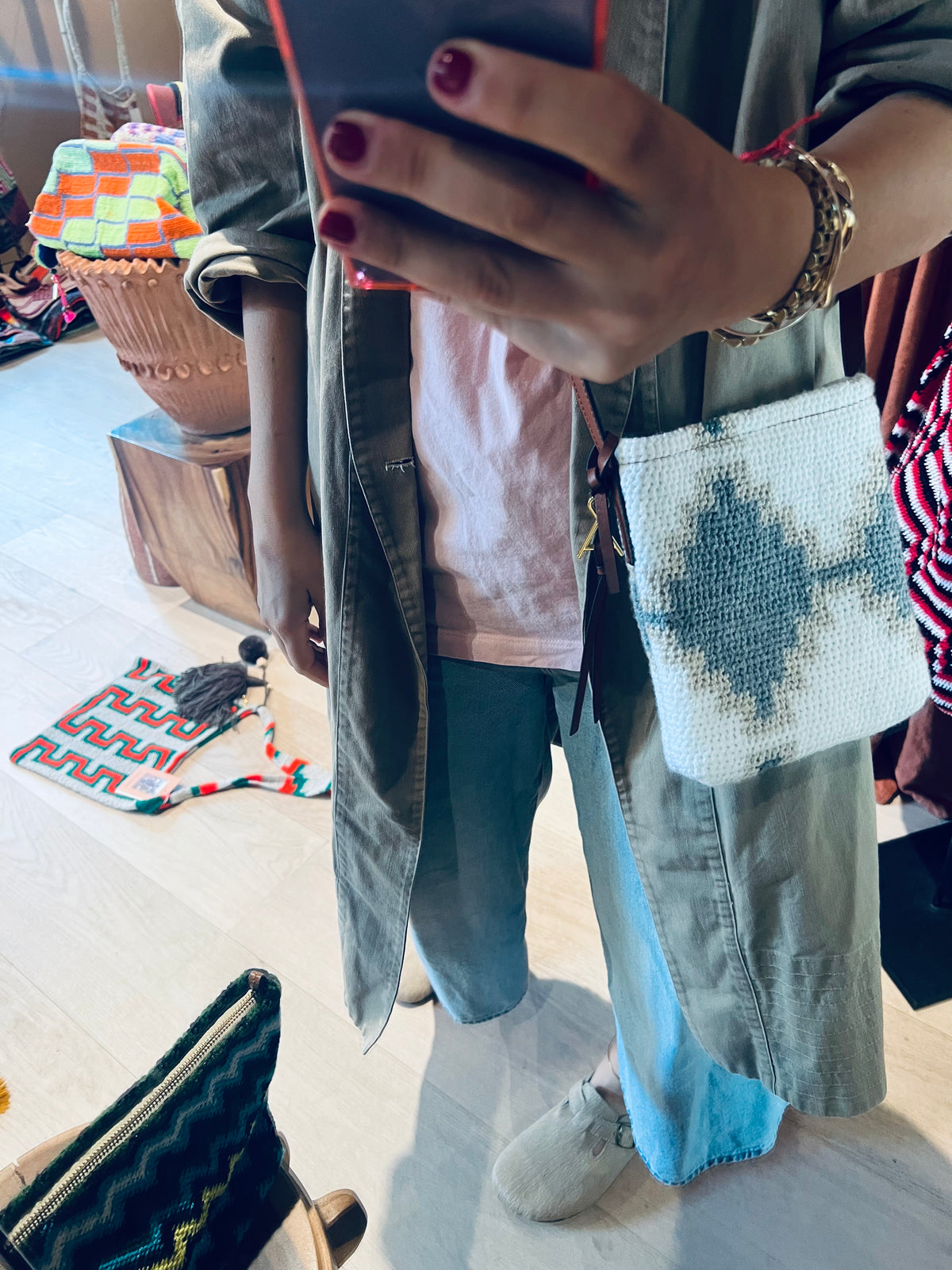 Among Equals crossbody leather strap bag chalk white