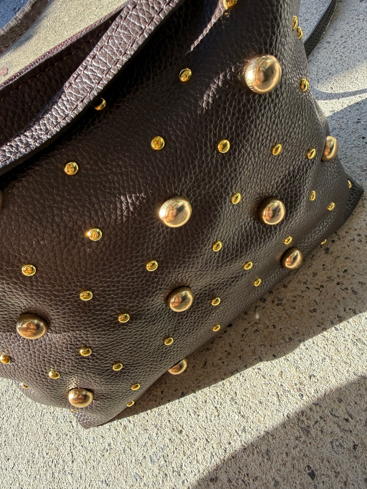 The Eddie Studded Grained Leather Bag