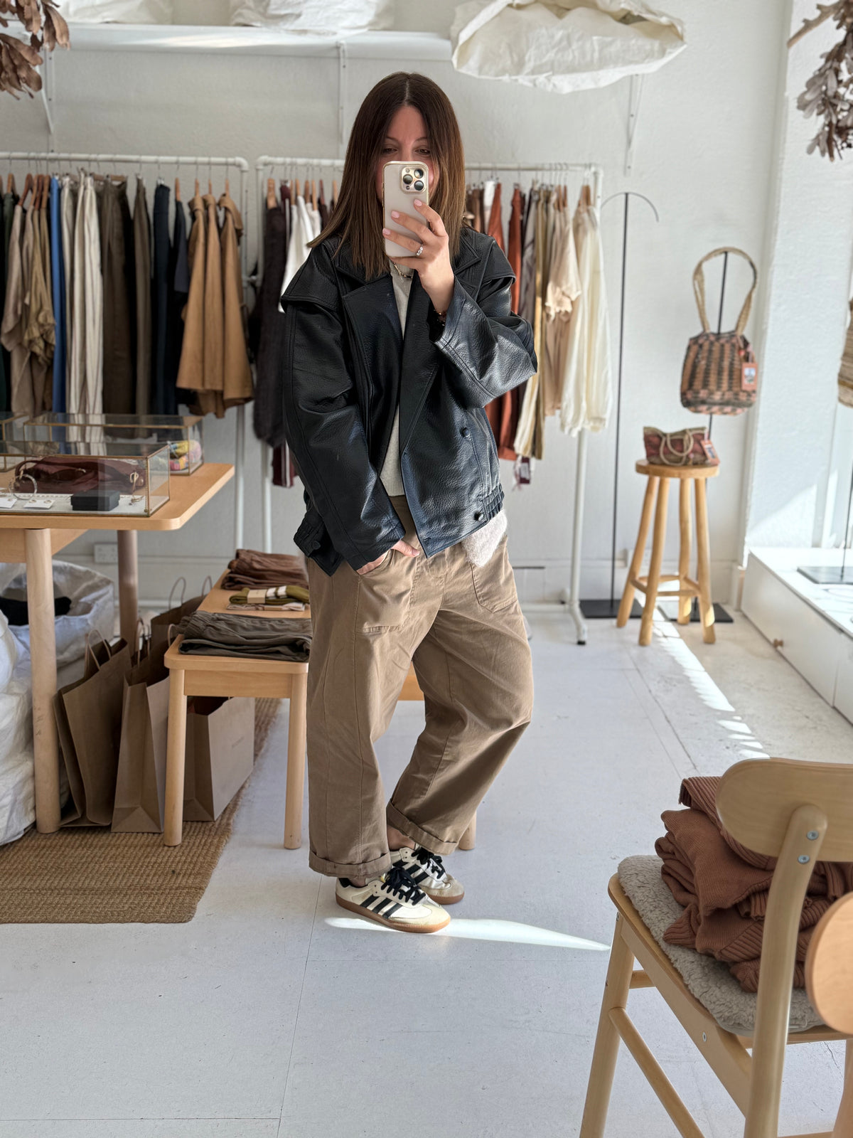 The oversized grained faux leather Jacket