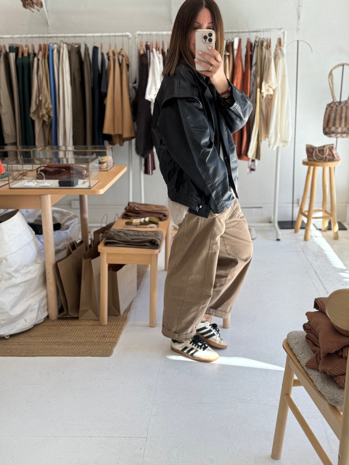 The oversized grained faux leather Jacket