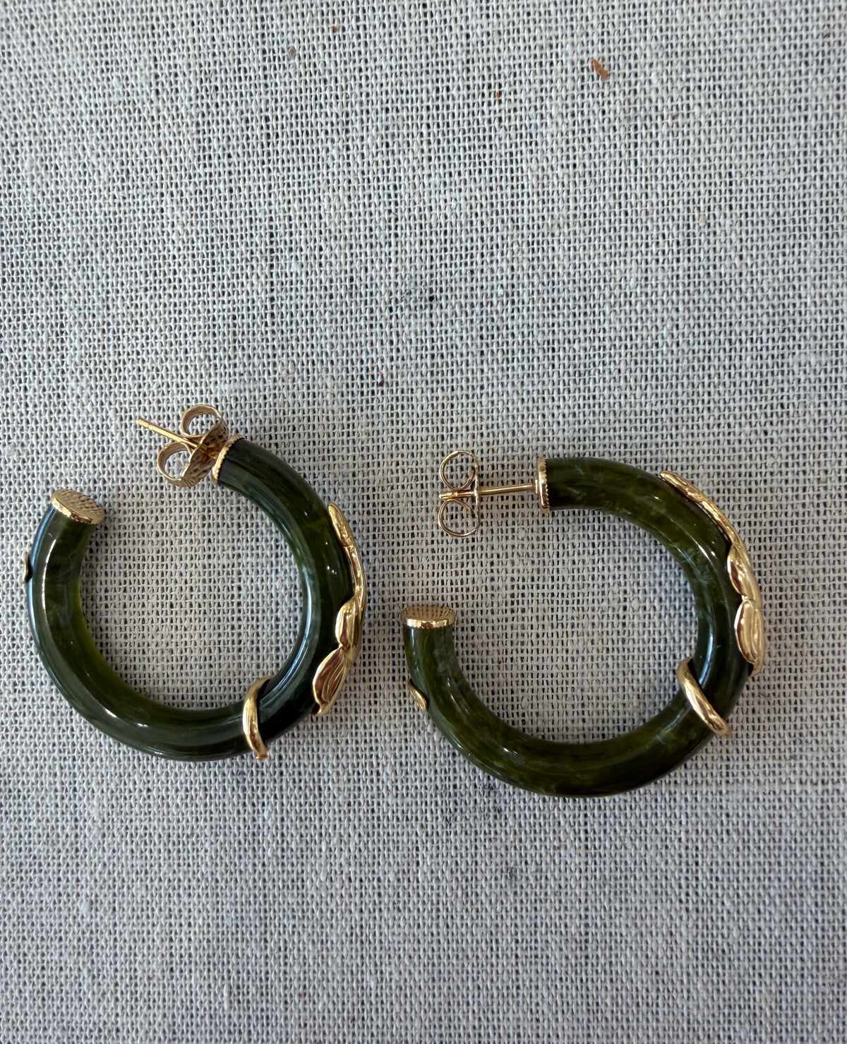 Gas Bijoux Cobra Tort Acetate Earrings - Khaki