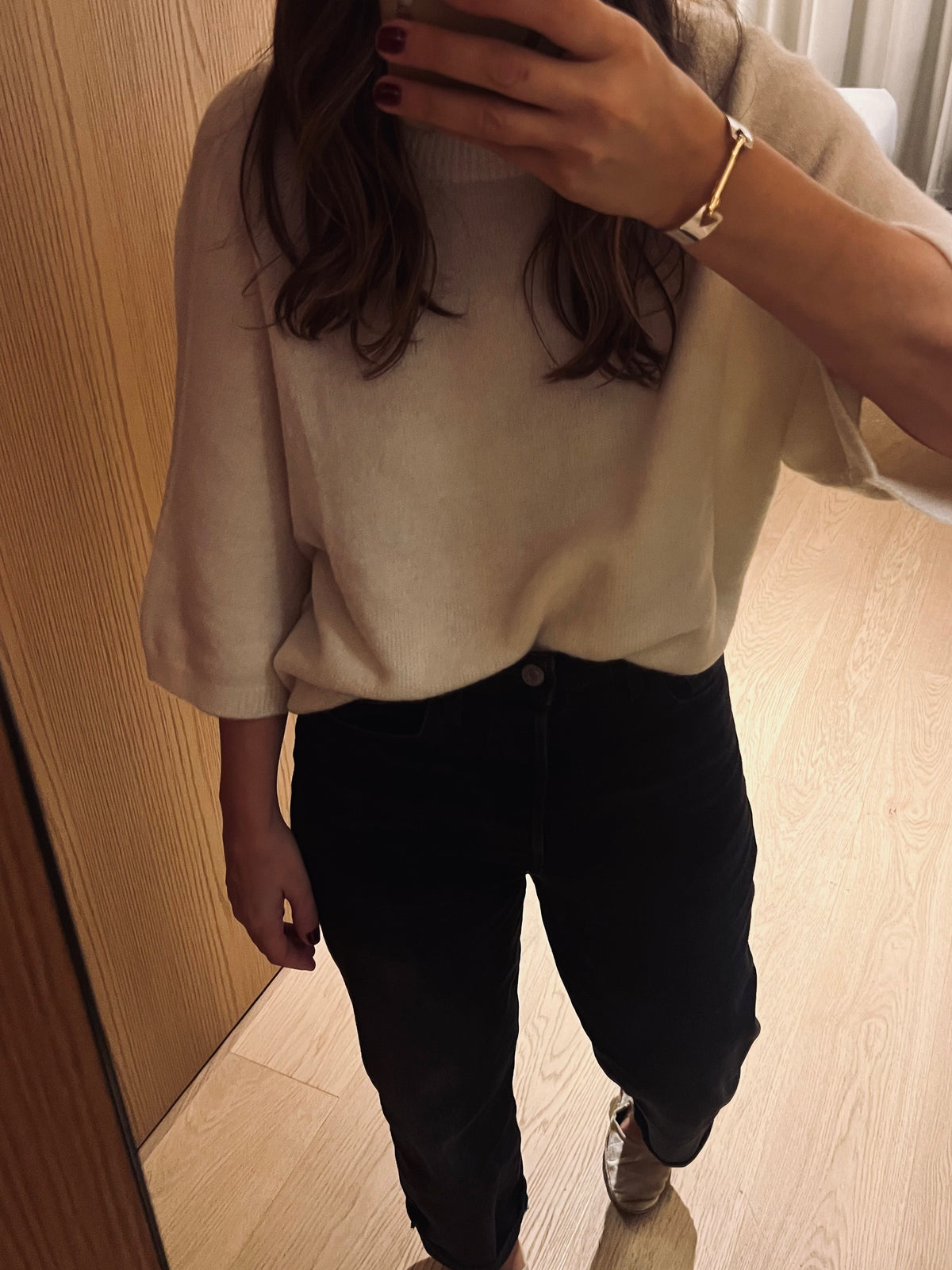 Nais Paris 3/4 sleeve baby alpaca crew