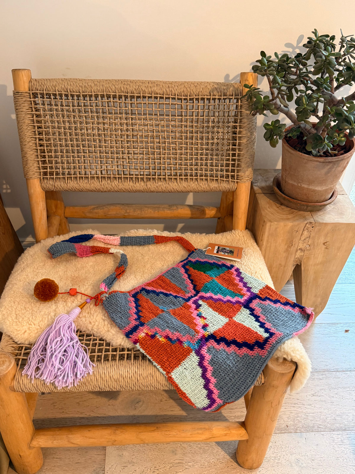 Among Equals Diamond Design medium bilum tote bag