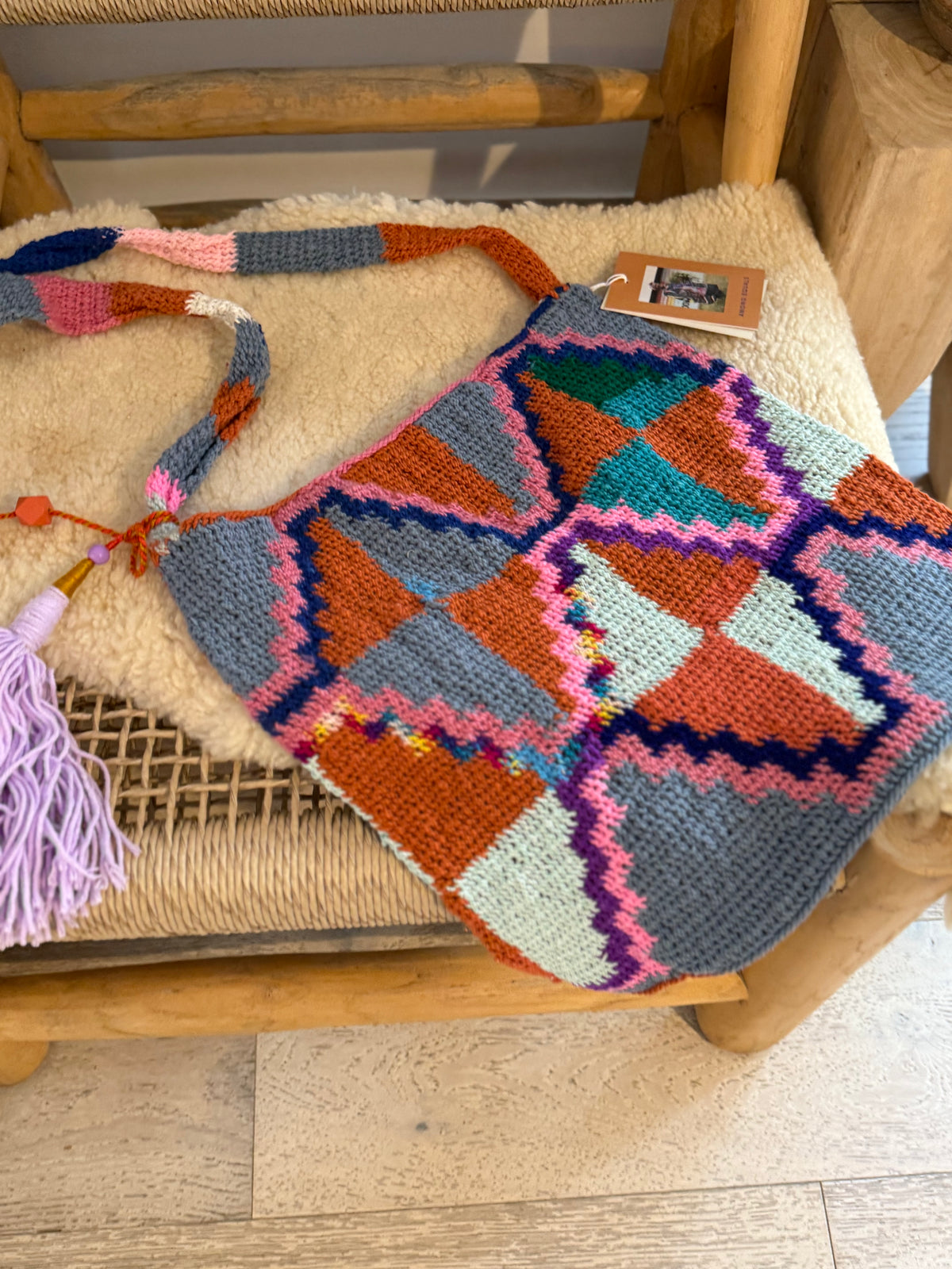 Among Equals Diamond Design medium bilum tote bag