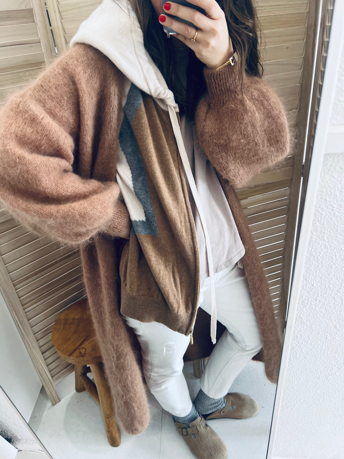 Zip Wool/Cashmere Hooded cardigan