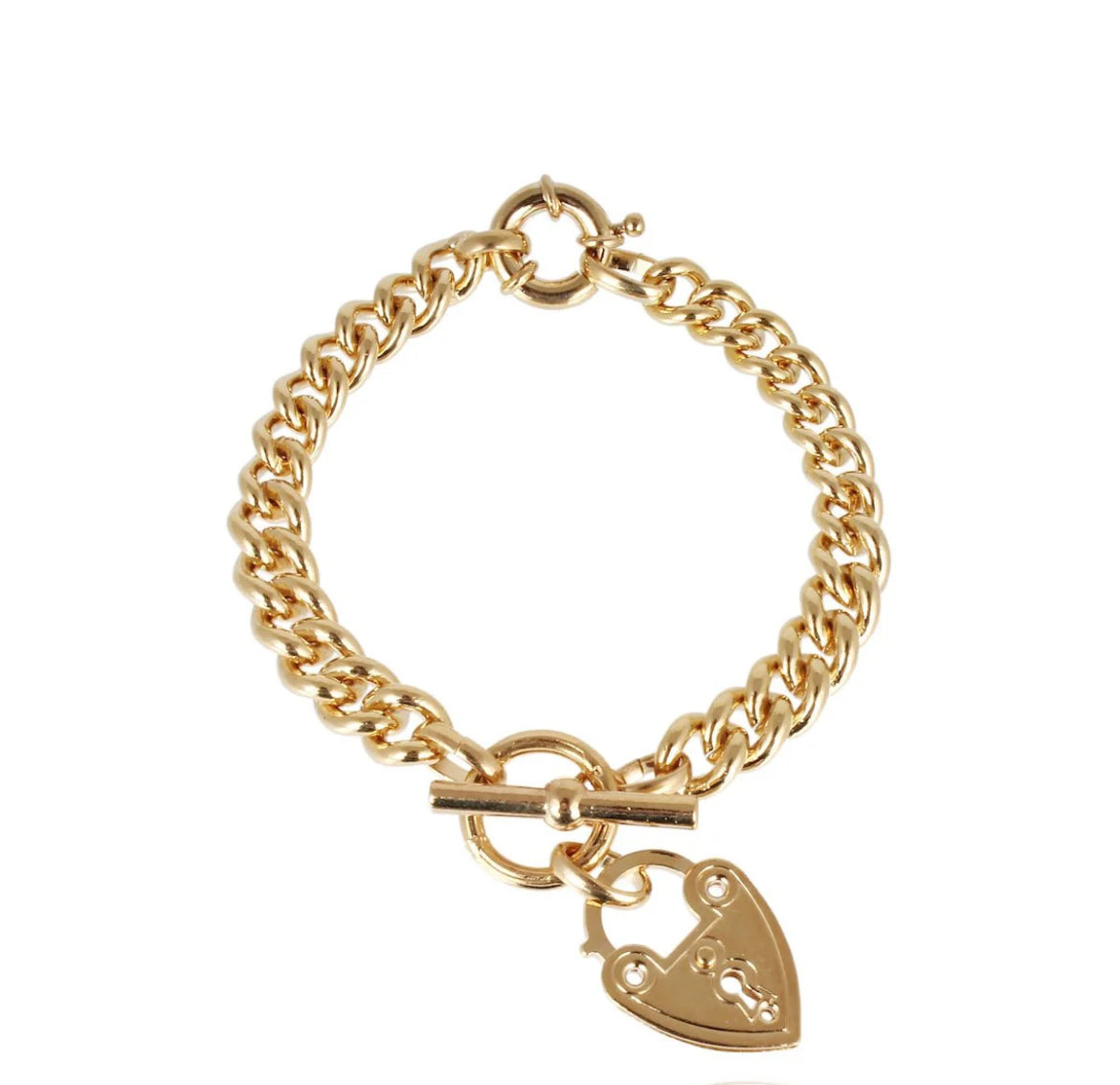 Gas Bijoux Gold Heart Lock Charm Bracelet