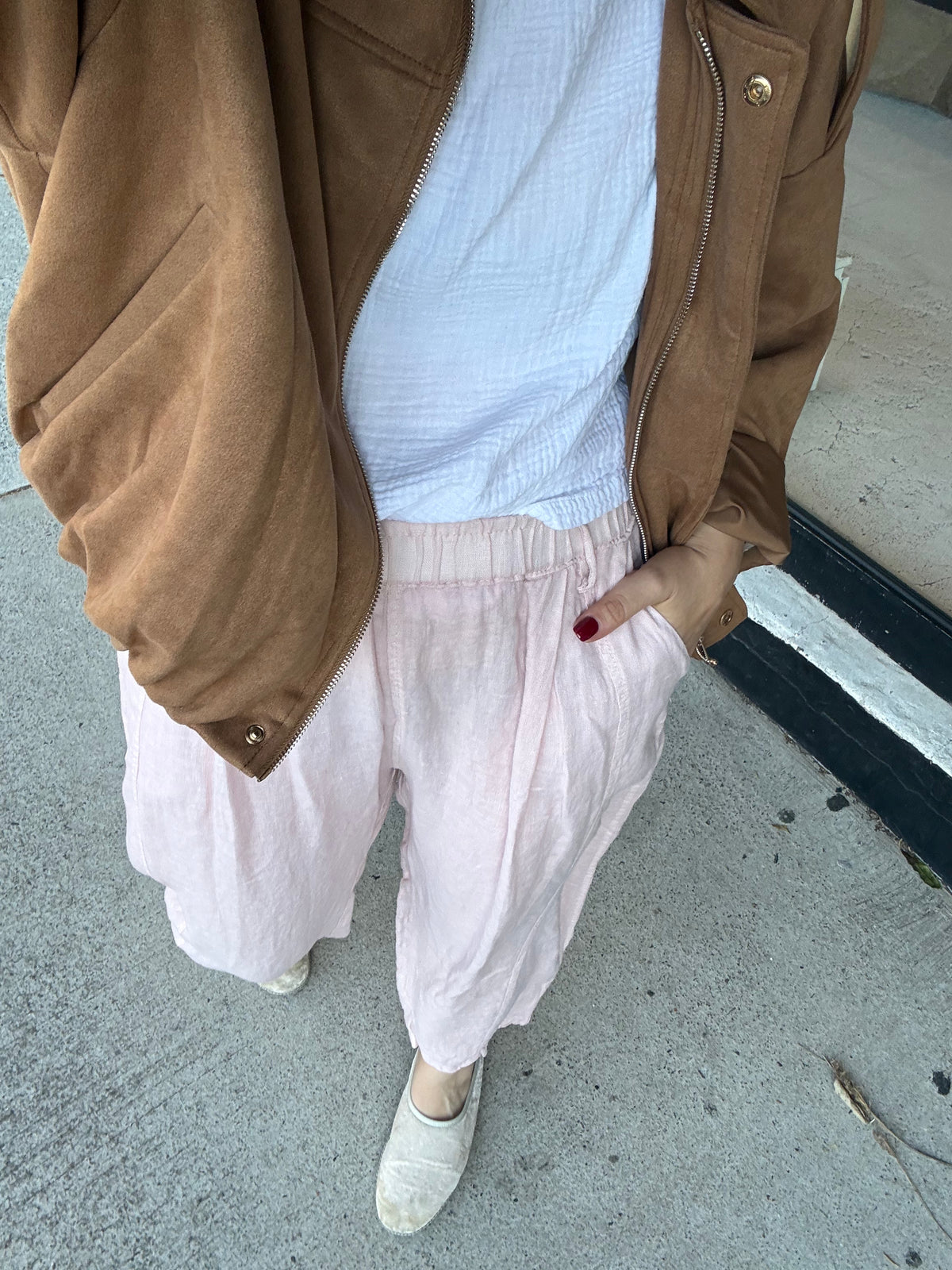 Made in Italy 100% Linen pants - Pink