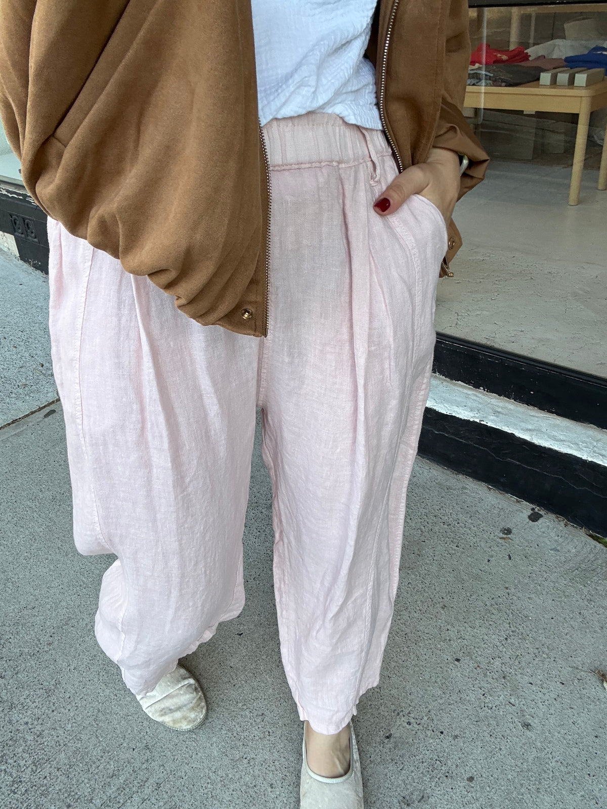 Made in Italy 100% Linen pants - Pink
