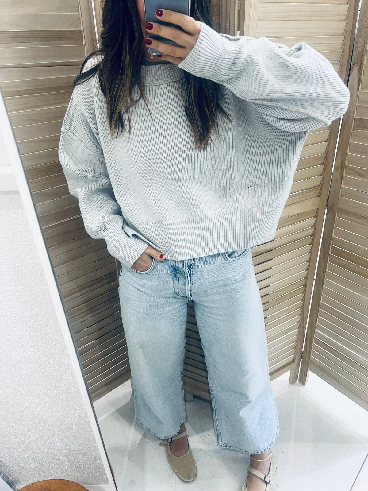 Arcaa Harlo cropped sweater - Light grey marle