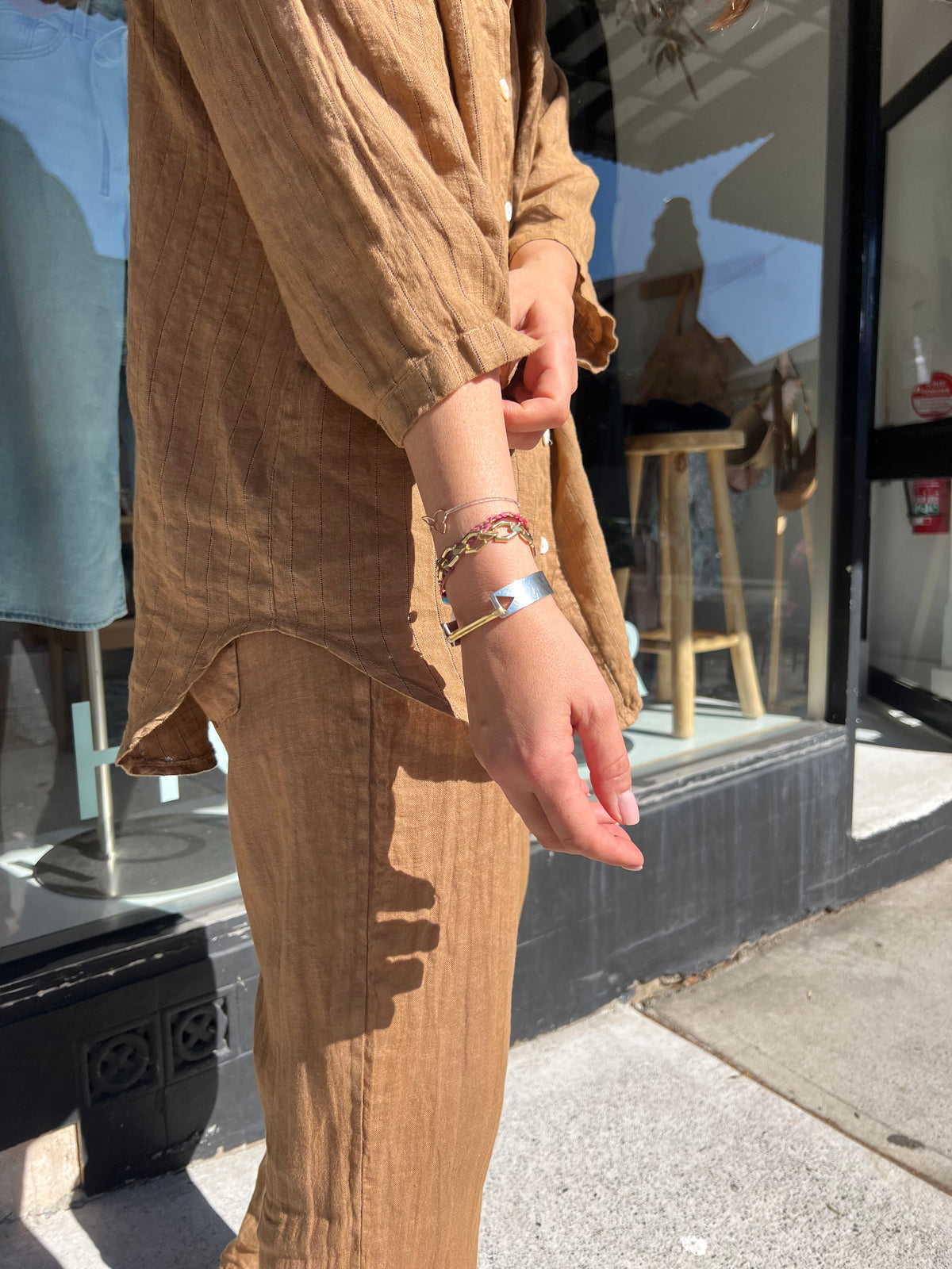 Nais Paris stripe Linen shirt