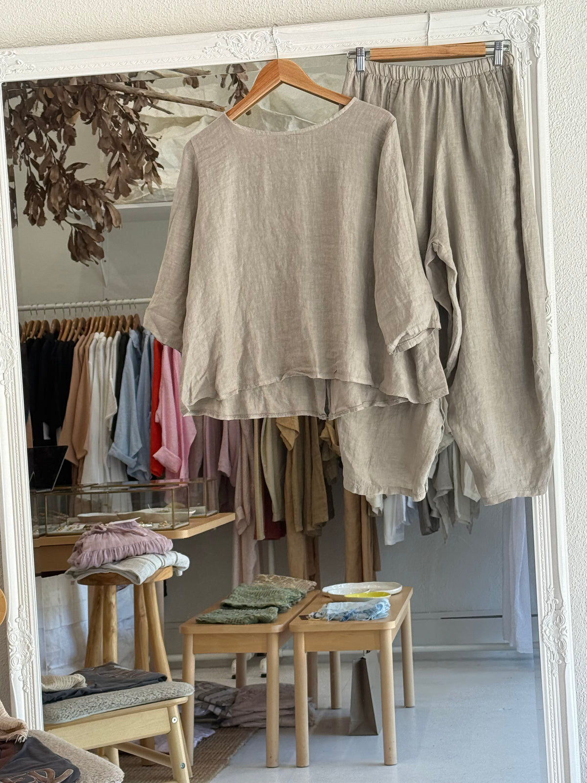 Made in Italy Elastic waist Linen Balloon pants