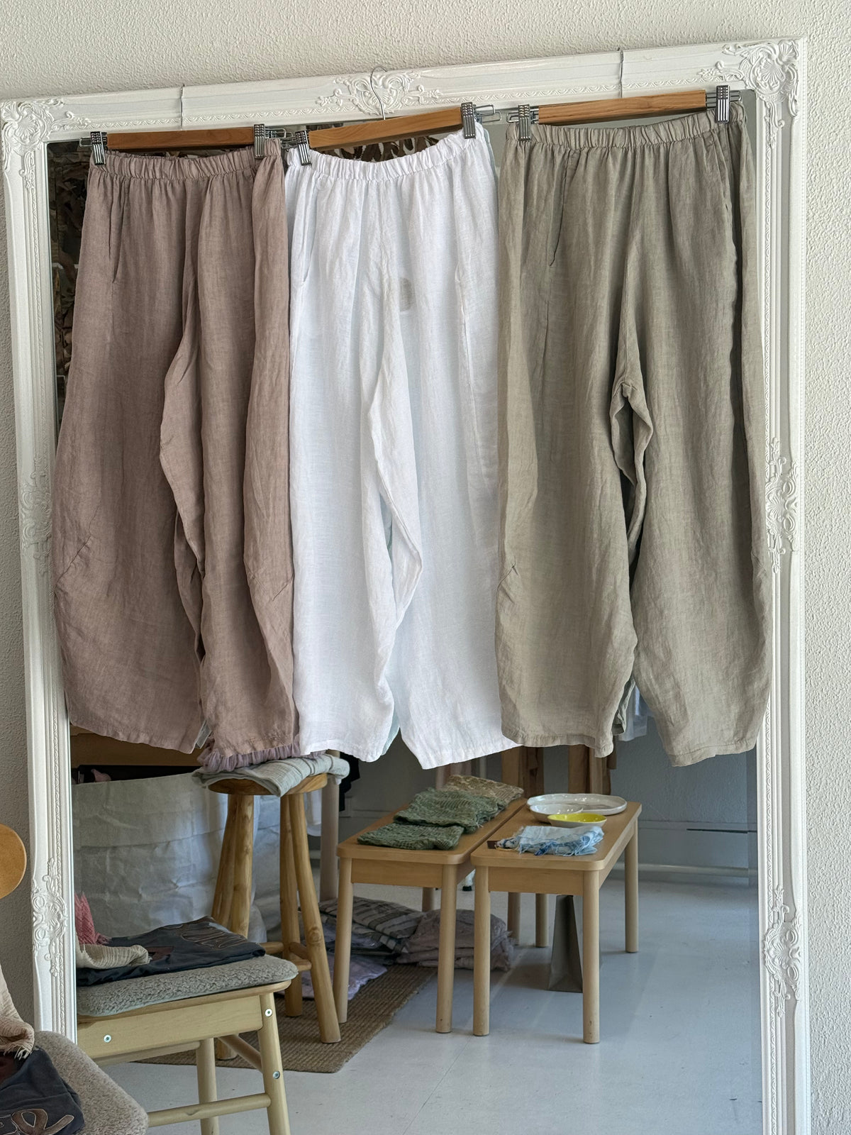 Made in Italy Elastic waist Linen Balloon pants