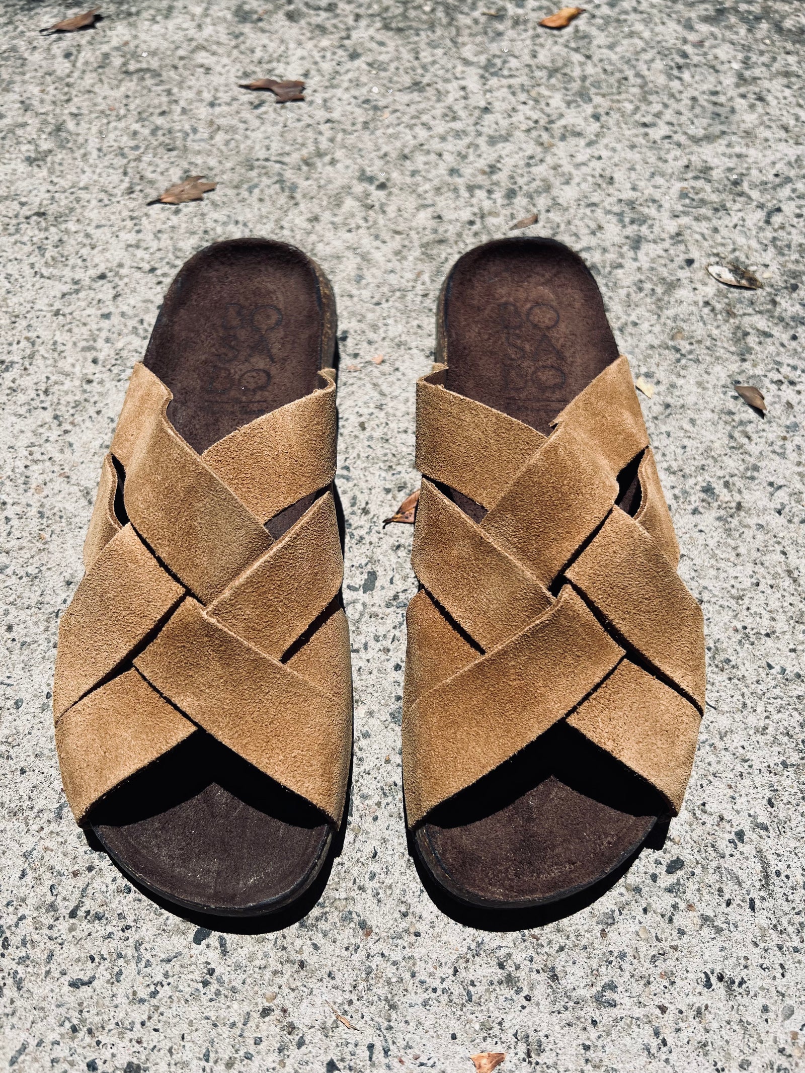 Bosabo suede cross over slide- Tan