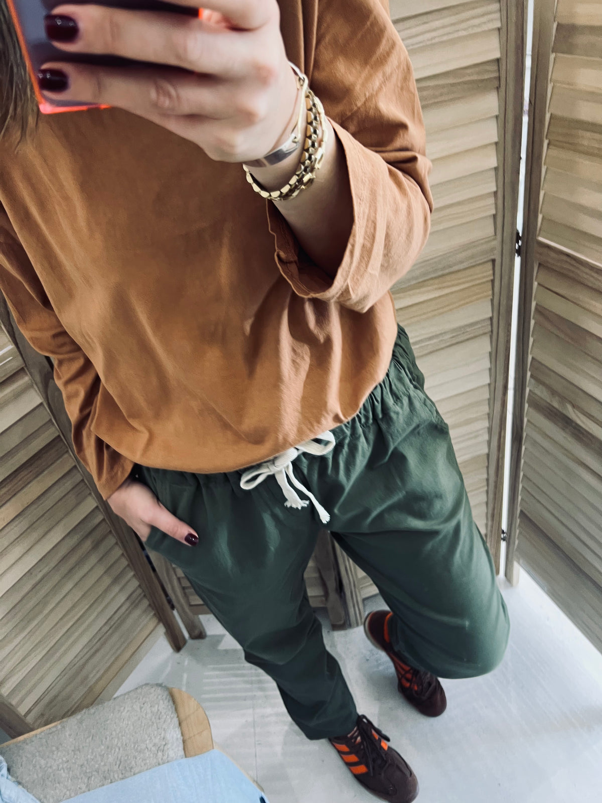 Nais Paris Khaki Cotton Slouch Pant