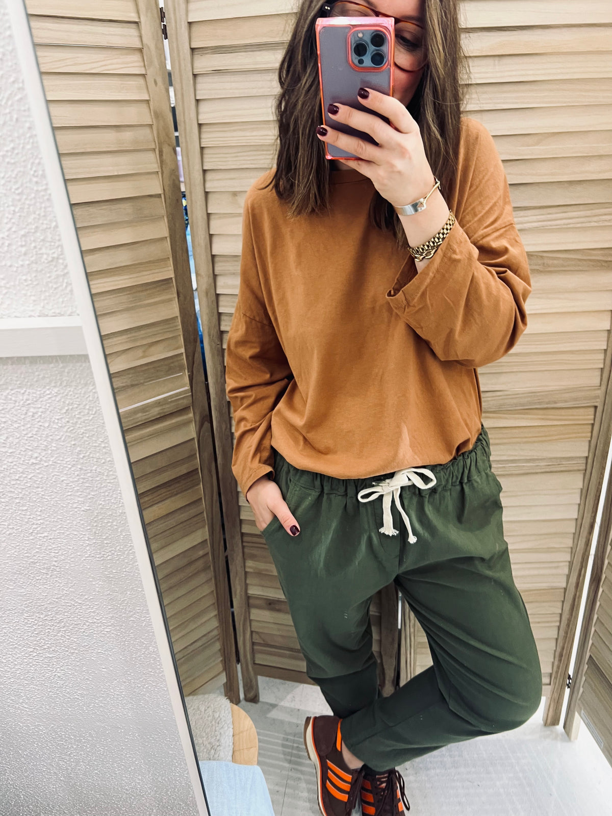 Nais Paris Khaki Cotton Slouch Pant