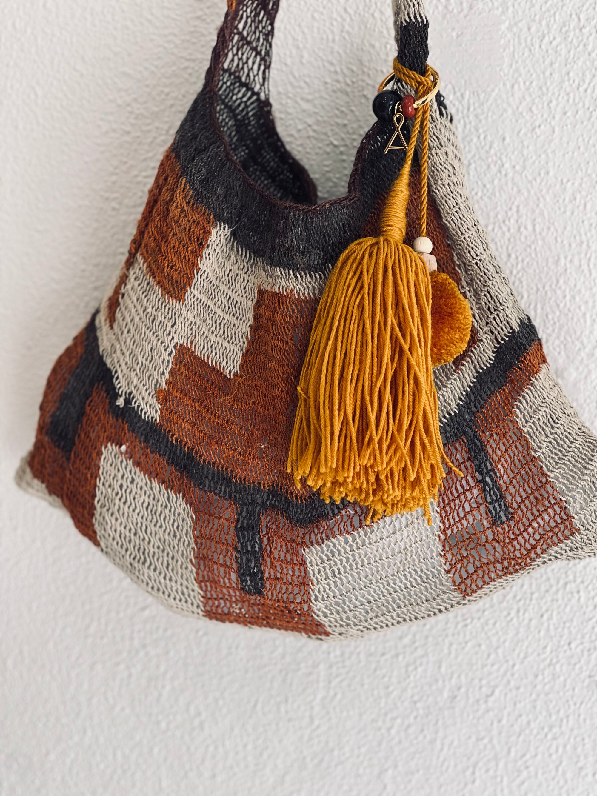 Among Equals Tobacco Pom Pom + Bead Sepik Bilum