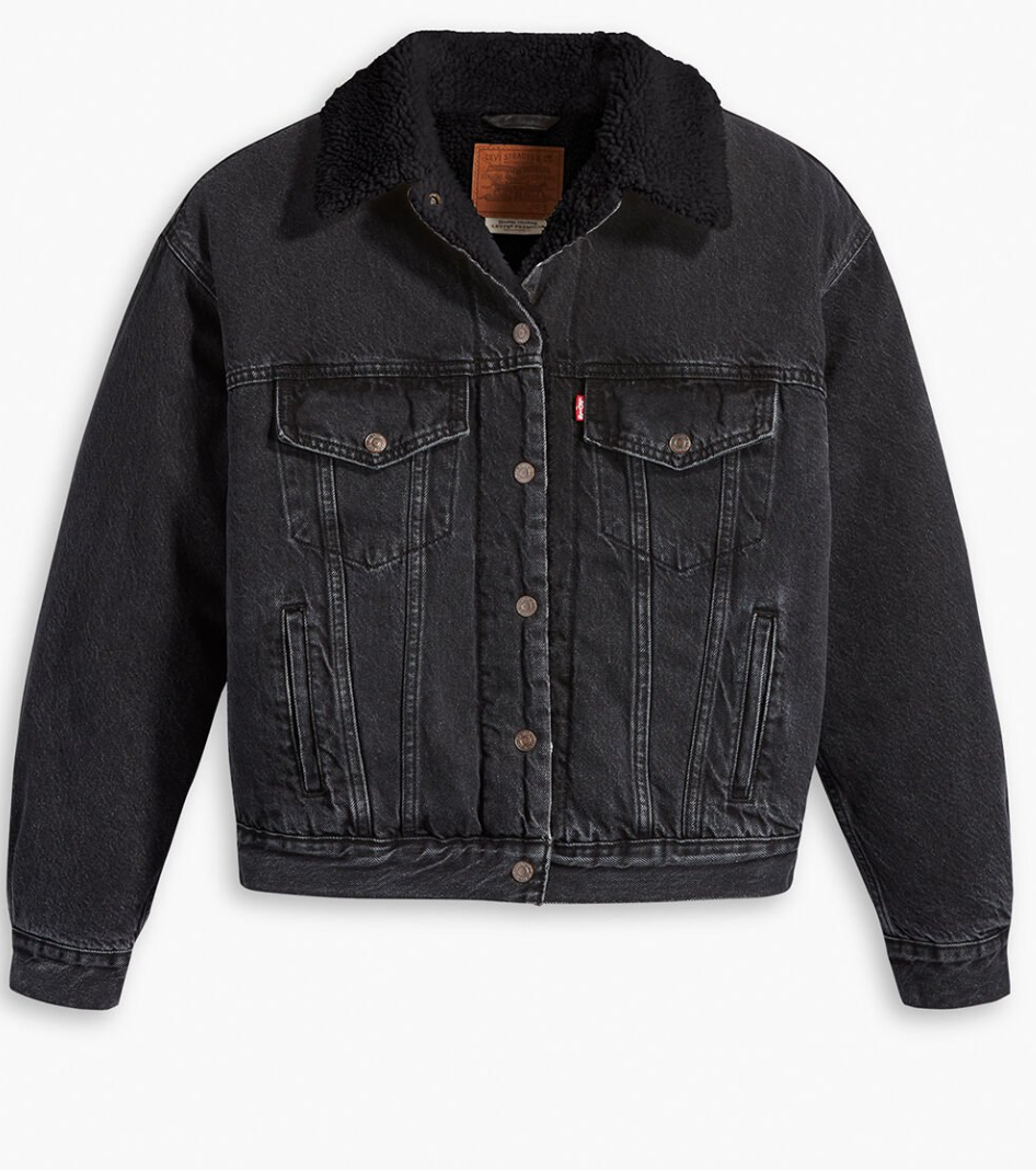 Levi's Black Denim Sherpa Trucker Jacket