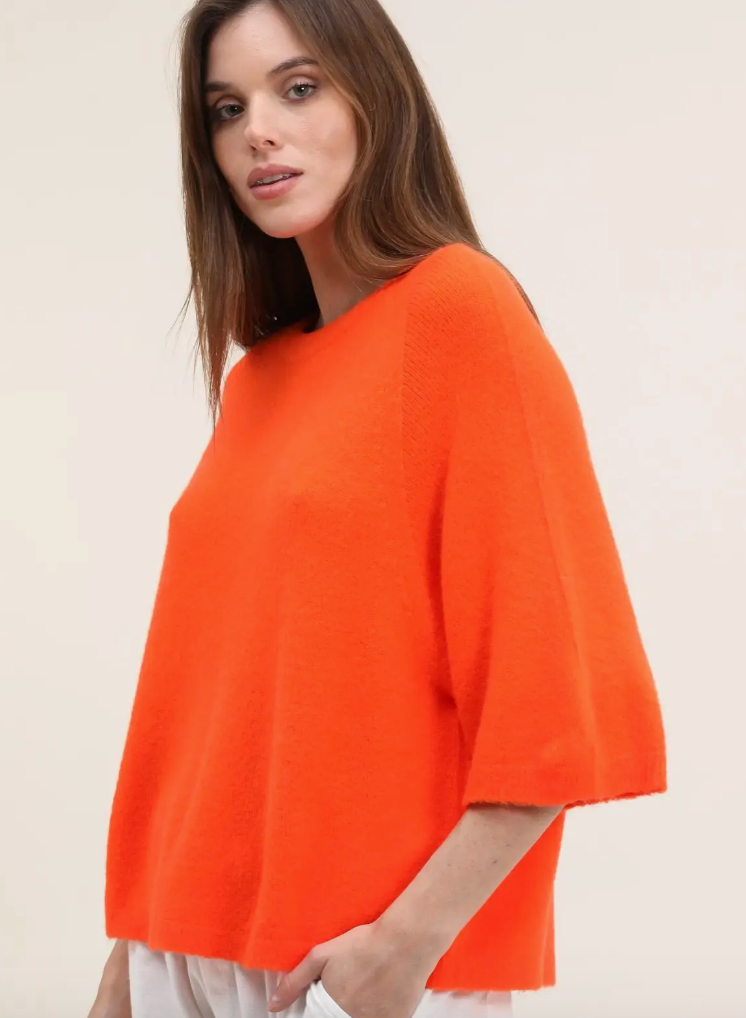 Nais Paris 3/4 sleeve baby alpaca crew