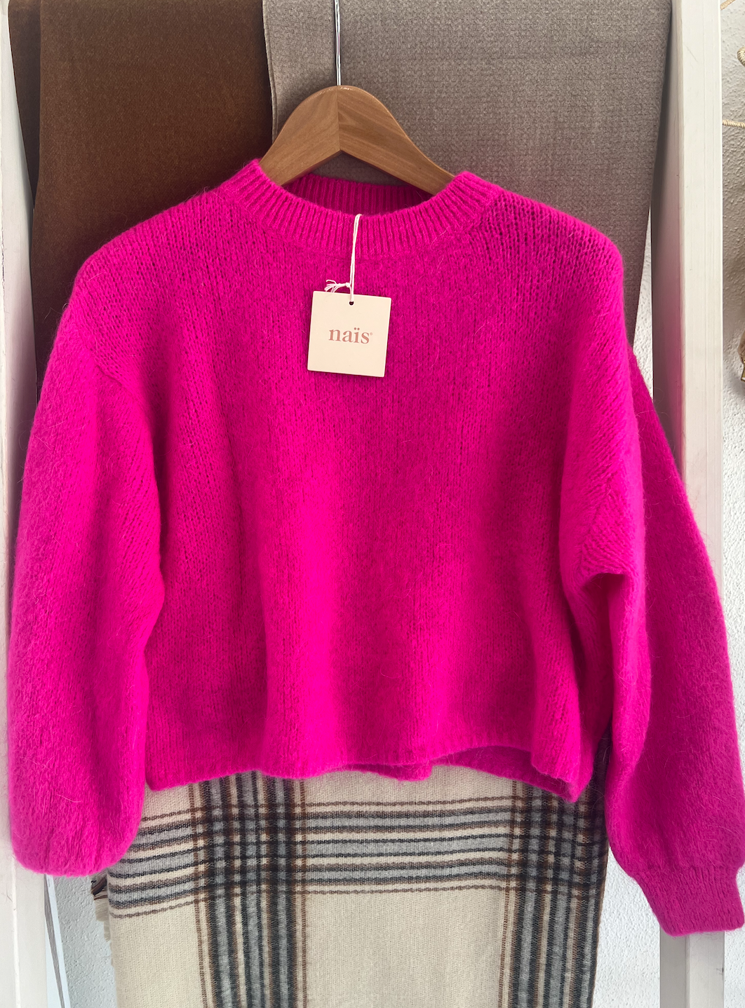 Nais Paris round neck balloon sleeve sweater