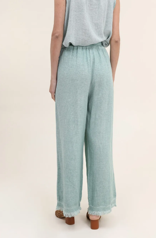 Nais Paris Faded Fringe Linen/Cotton Pant