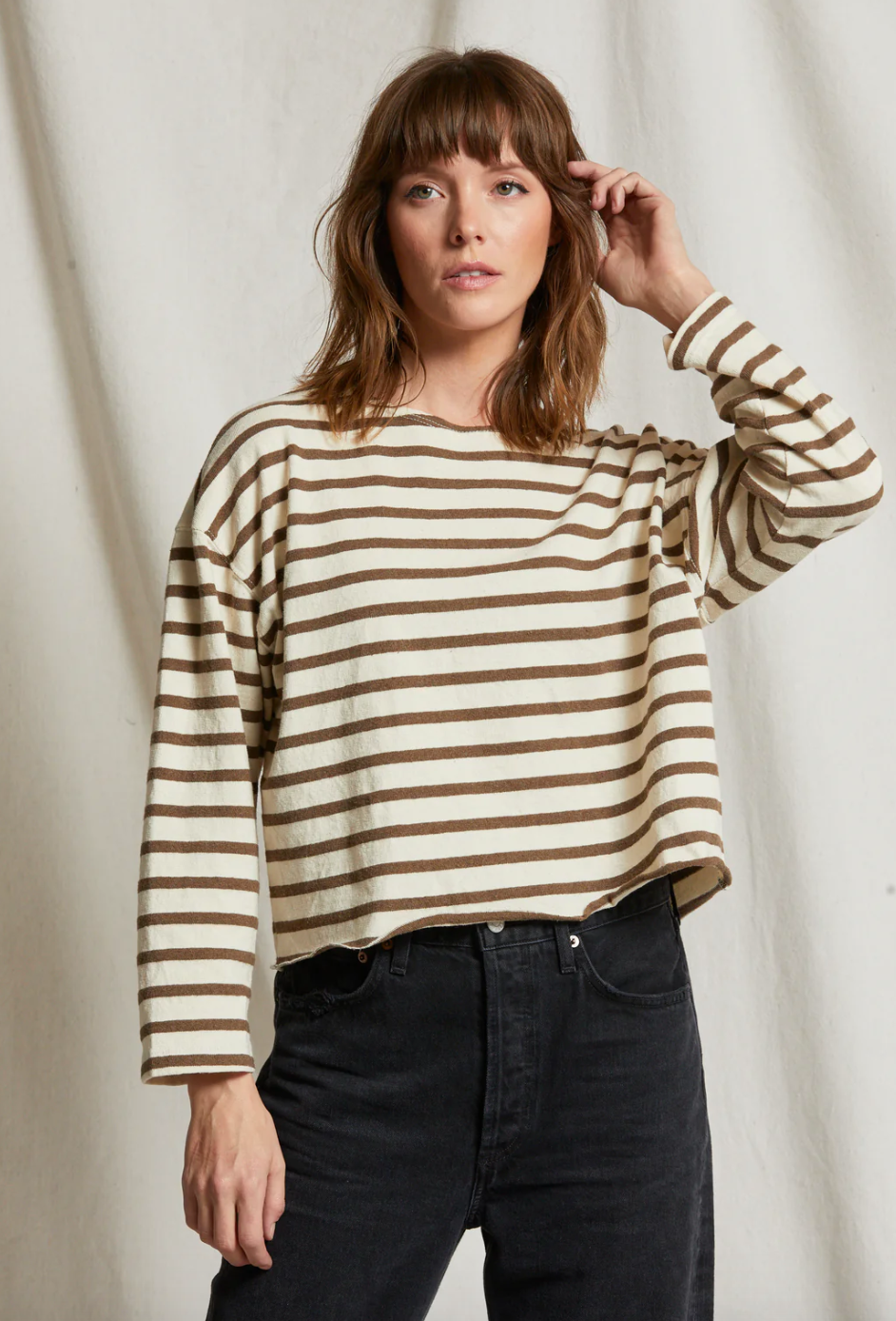Perfect White Tee Recycled Cotton Striped Long Sleeve Tee