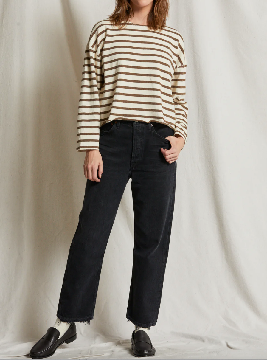 Perfect White Tee Recycled Cotton Striped Long Sleeve Tee