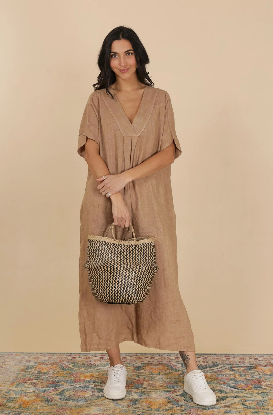 La Maison V Neck Kaftan Dress