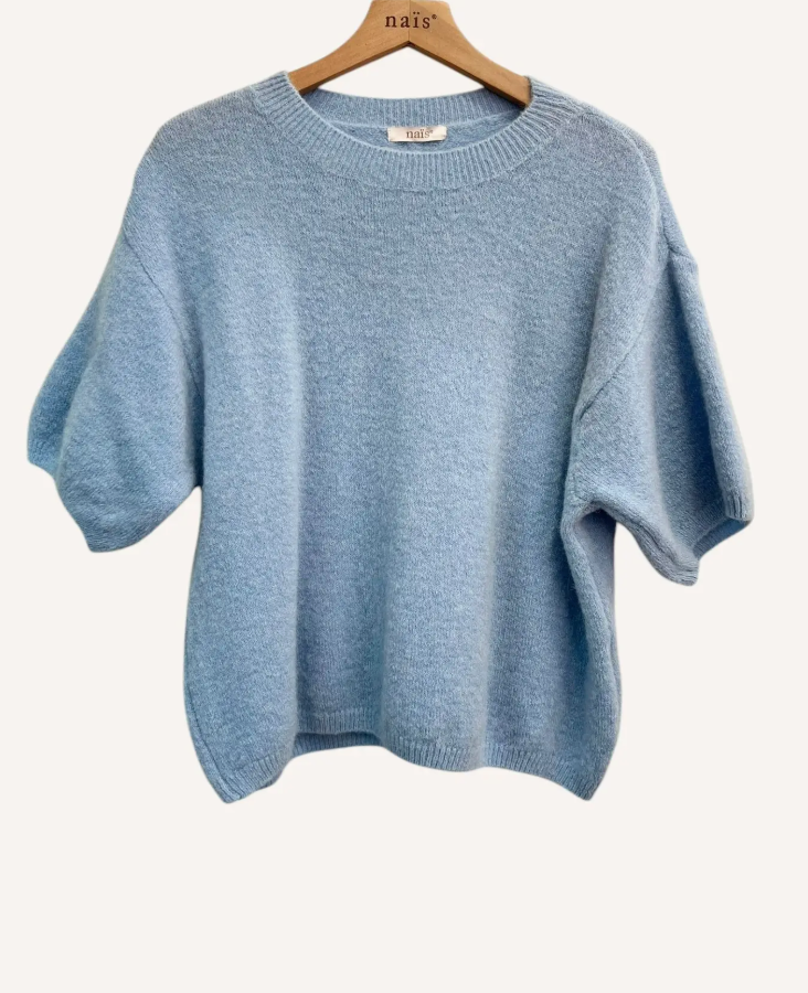 Nais Paris Superfine Alpaca Round Neck Short Sleeve Sweater