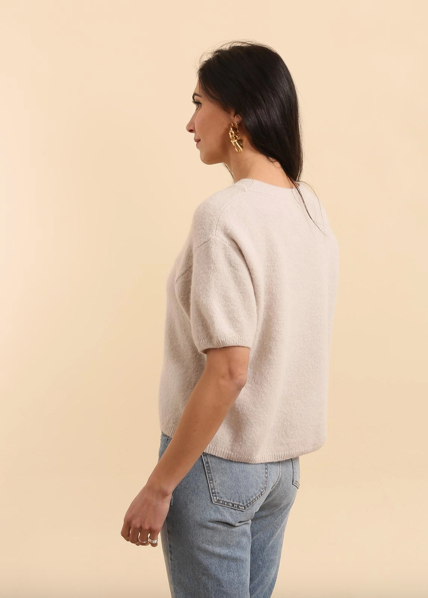 Nais Paris Superfine Alpaca Round Neck Short Sleeve Sweater