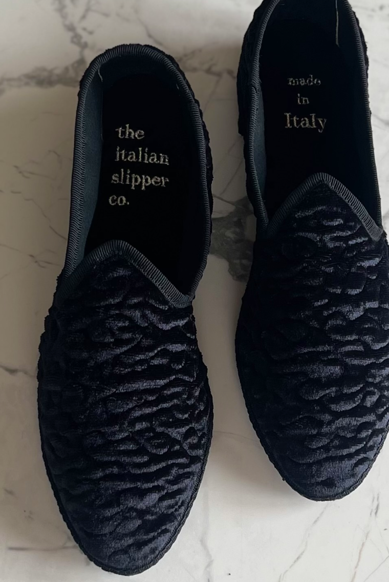 The Sunday Shoe- Black Velvet Textured