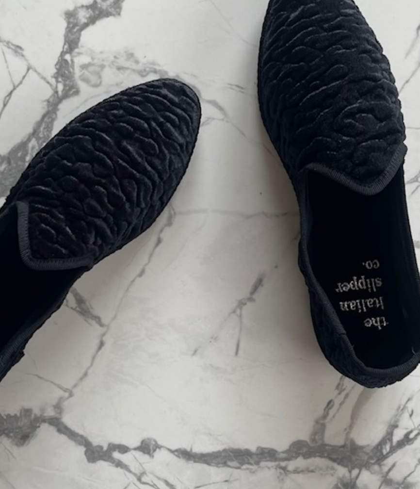 The Sunday Shoe- Black Velvet Textured