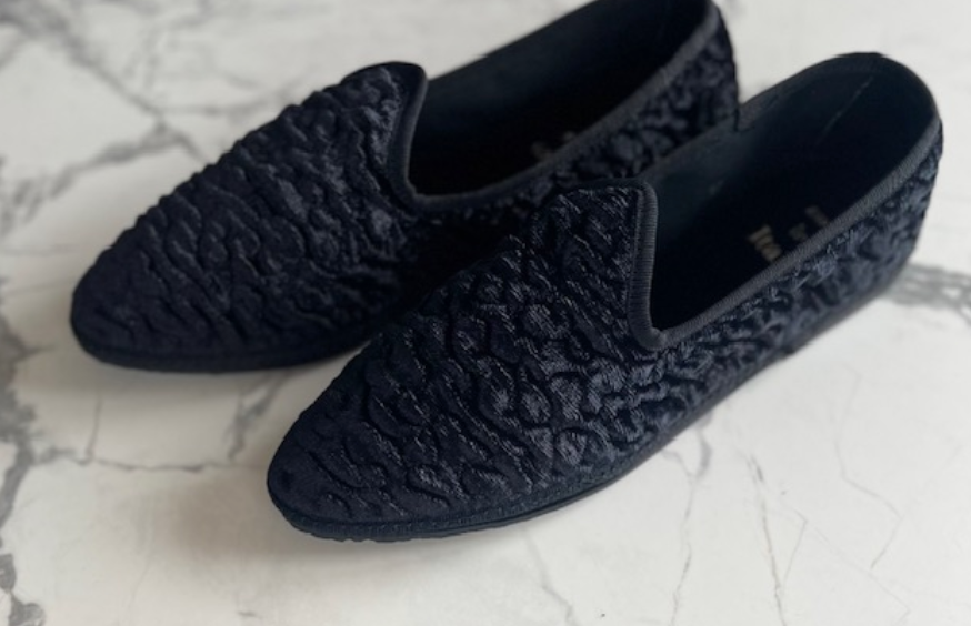The Sunday Shoe- Black Velvet Textured