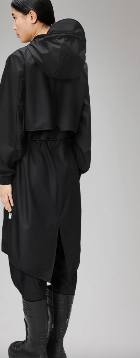 Rains Black Grain Parka with String
